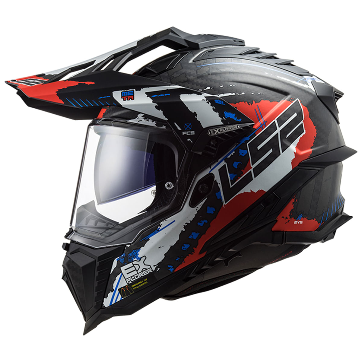Capacete LS2 MX701 Explorer Carbon Extend Vermelho Fosco